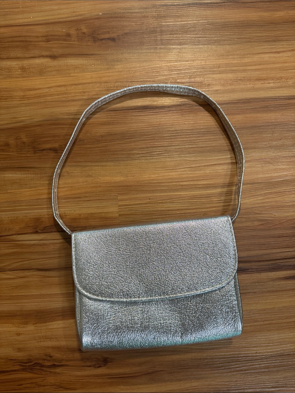 Vintage Silver Shoulder Bag with Flap